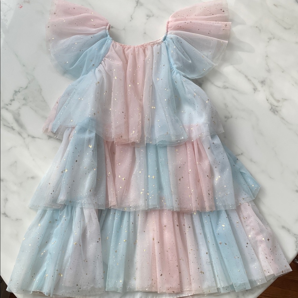 Nordstrom Kids Pastel Tulle Dress with Gold Accents